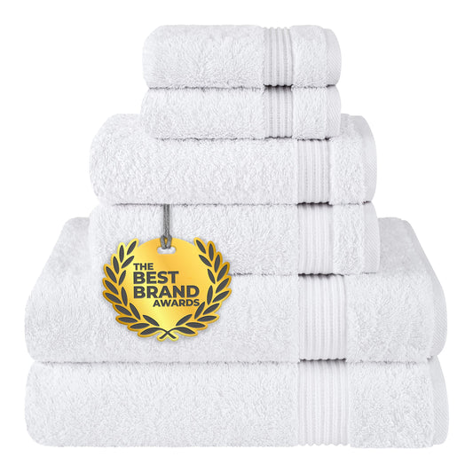 Cotton Paradise 6 Piece Towel Set, 100% Cotton Soft Absorbent Turkish Towels for Bathroom, 2 Bath Towels 2 Hand Towels 2 Washcloths, White Towel Set