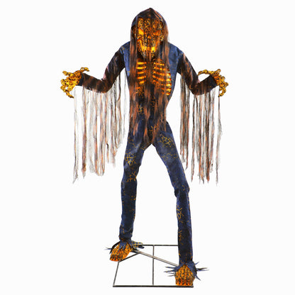 Haunted Hill Farm Motion-Activated 7.5-Ft. Tall Smoldering Ghoul, Plug-in Talking Scare Prop Animatronic with Spooky Sound Effects and Lights for Indoor or Covered Outdoor Creepy Halloween Decoration