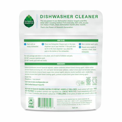 Seventh Generation Dishwasher Cleaning Packs 6 Count Free & Clear Removes odor-causing residue Powered by oxy power