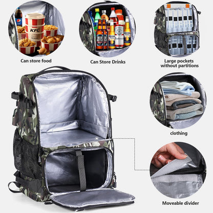 Vomgomfom 37L Fishing Backpack with Fully Waterproof Insulated Lining,Military Survival Molle Back Pack with Laptop Compartment,Army green Camouflage