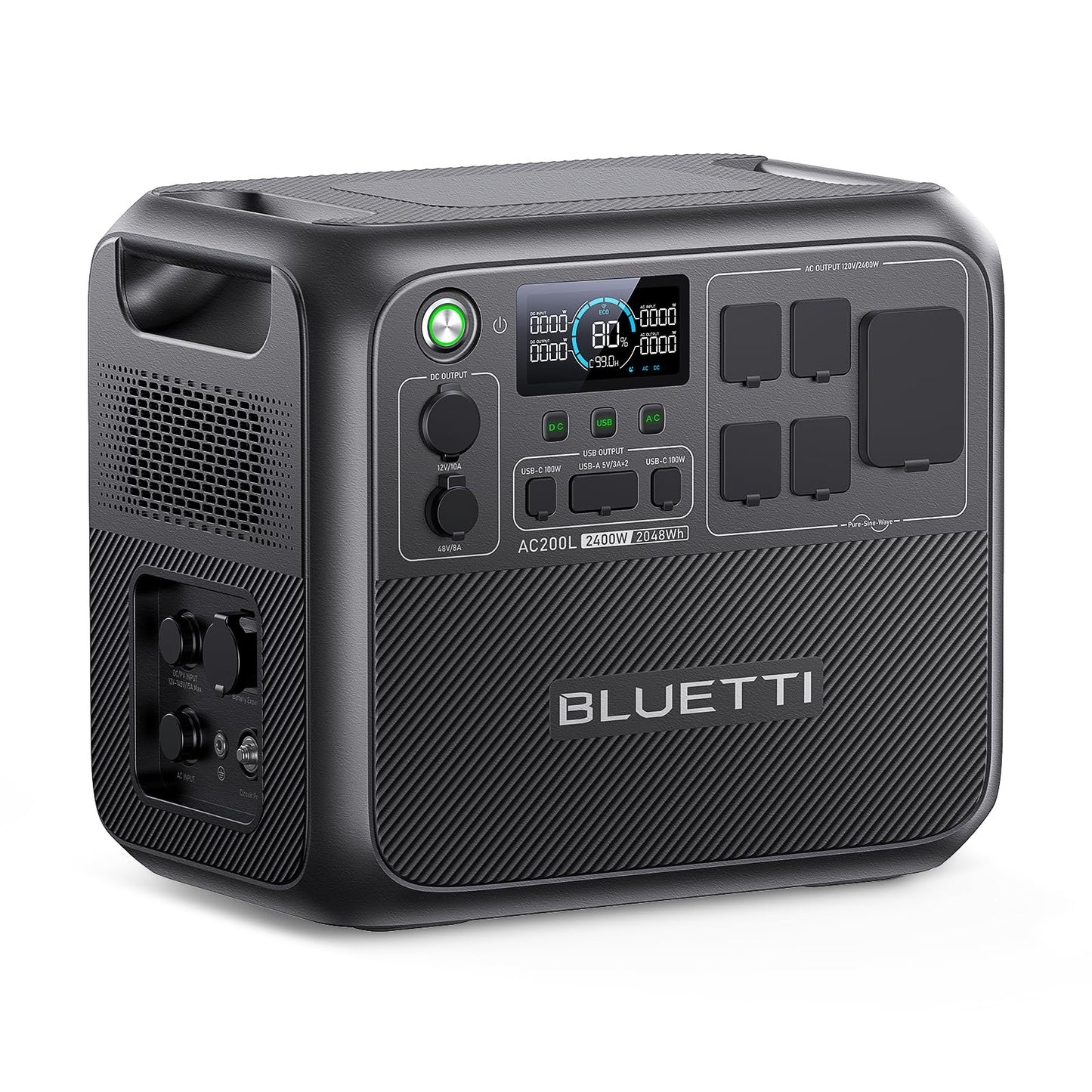 BLUETTI AC200L Portable Power Station, 2048Wh LiFePO4 Battery Backup, Expandable to 8192Wh w/ 4 2400W AC Outlets (3600W Power Lifting), 30A RV Output, Solar Generator for Camping, Home Use, Emergency