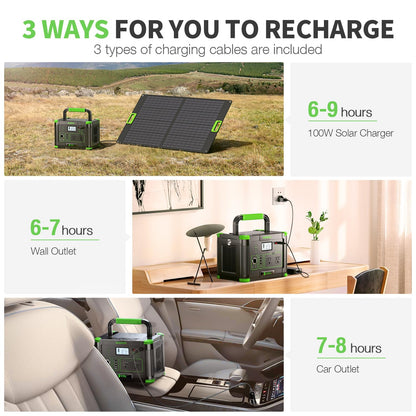 Portable Power Station 500W, 519Wh Solar Generator with 2x110V AC Outlets & USB-C PD 60W, 10-Port Power Bank with Wireless Charger for Outdoors Camping Travel Home Blackout