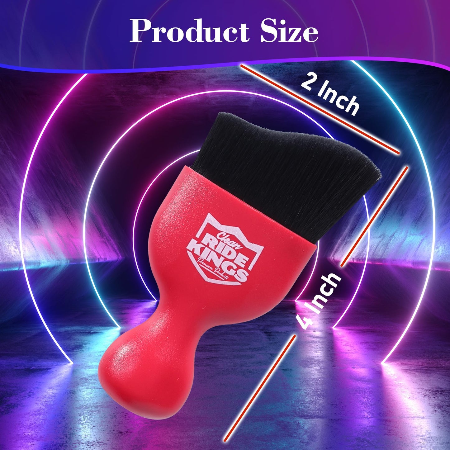 RIDE KINGS Car Detailing Brush,Auto Soft Hair Duster Interior with Curved Dirt Dust Collectors,Automotive Care，Gifts for Men Women(Red)-1pack