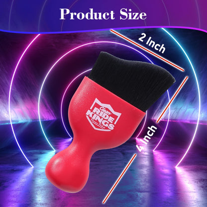 RIDE KINGS Car Detailing Brush,Auto Soft Hair Duster Interior with Curved Dirt Dust Collectors,Automotive Care，Gifts for Men Women(Red)-1pack