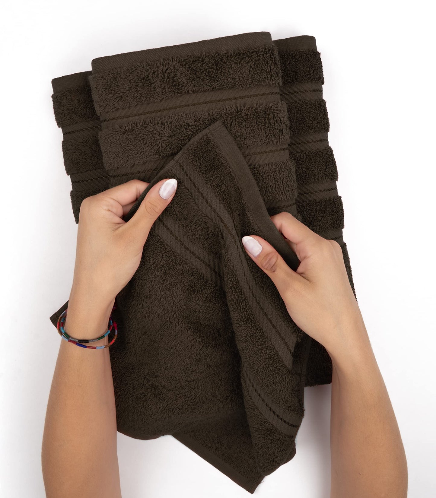 American Soft Linen Luxury 6 Piece Towel Set, 2 Bath Towels 2 Hand Towel 2 Washcloths, 600 GSM 100% Cotton Turkish Towels for Bathroom, Brown Towel Sets