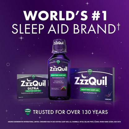 ZzzQuil ULTRA, Sleep Aid, Doxylamine Succinate 25mg, Sleep Aids for Adults, Nighttime Sleep Aid, 48 Tablets