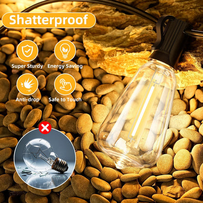 Hobbynors ST38 50FT LED Outdoor String Lights with 25+2 Spare Bulbs, E12 Socket, 2700K Warm White-for Backyard, Wedding, Camping, Porch, Deck, Gazebo, Bistro Decor