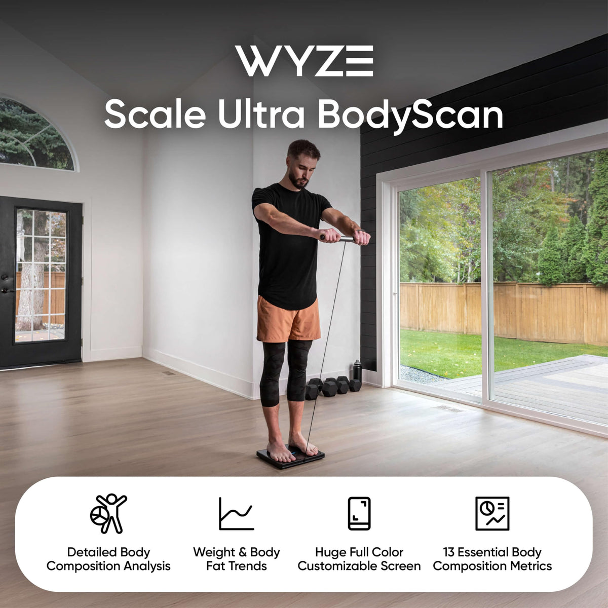 Wyze Scale Ultra BodyScan Smart Scale with Handle – Wi-Fi & Bluetooth Body Composition Scale for Weight, BMI, Body Fat, Muscle Mass, and Segmental Measurement, Black