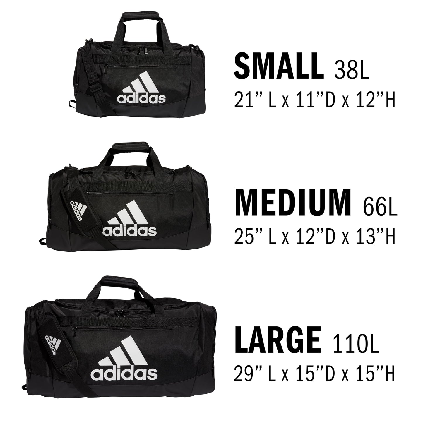 adidas Unisex Defender 4.0 Gym Duffel Bag for Men and Women, Black/White, Small (38L)