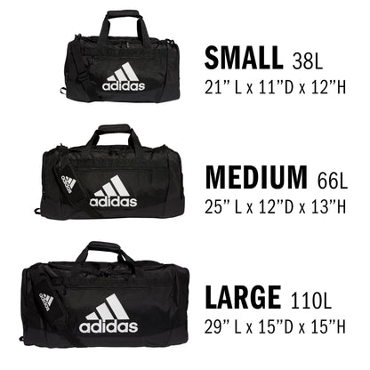 adidas Unisex Defender 4.0 Gym Duffel Bag for Men and Women, Black/White, Small (38L)