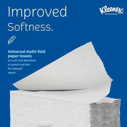 Kleenex Professional Universal Multifold Paper Towels, Bulk (01890), Absorbency Pockets, 9.2" x 9.4" Towel, White (150 Sheets/Pack, 16 Packs/Case, 2,400 Sheet Total)