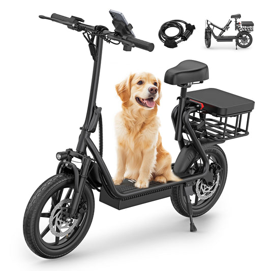 NAVIC T1PRO Electric Scooter,Electric Scooter with Seat,Max 49 Miles Ranges,Top Speed 22 mph,750W Peak Motor for Pets,Cargo with Back Basket