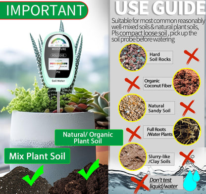 HSLGOVE Soil Test Kit, 2-in-1 Soil Moisture Meter/Soil PH Meter, Dual Screen Soil Tester, Soil Moisture Meter for Plants Watering/Gardening for Lawn,Farm Indoor&Outdoor Use-Bluegreen