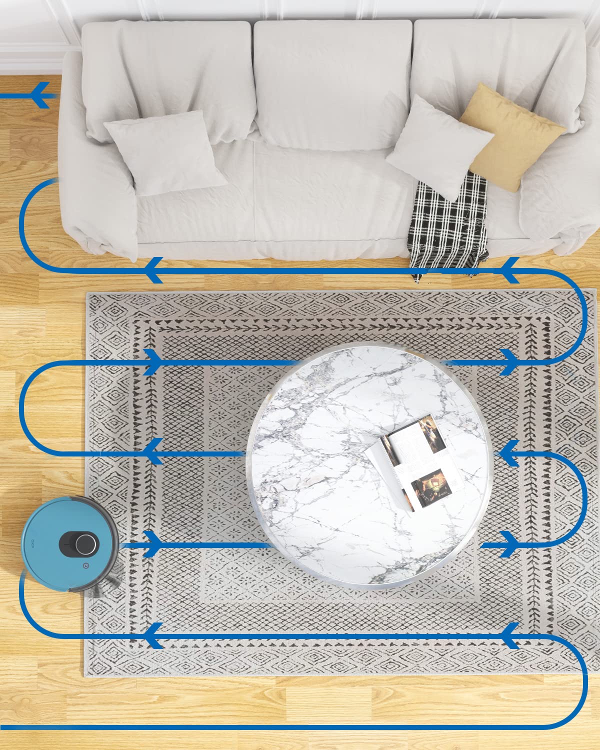OKP L1 Robot Vacuum with 4000Pa Suction Power 180min Runtime, LIDAR Navigation, Smart Mapping, APP/Voice/Remote Control, Self-Charging, Smart No-Go Zone, for Hard Floors Pet Hair and Carpets