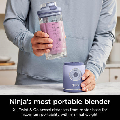Ninja Blast Max, Portable Blender + Twist & Go, Personal Smoothie, Blend, Ice Crush, 3 Programs, Cordless, 22 oz removable Vessel, Dishwasher Safe, Leakproof, Lavender, BC251LD