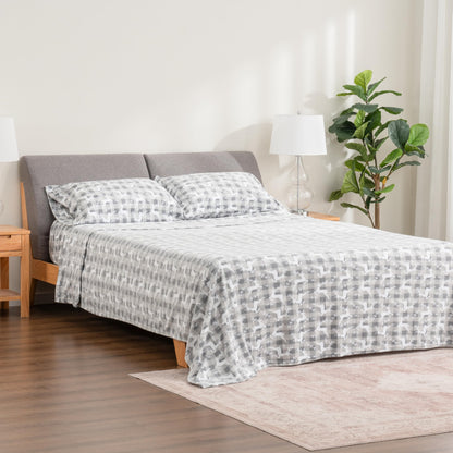Berkshire Blanket Ultra-Soft Printed Microfleece Knit Sheet Set – 3-Piece Twin Set – Lightweight, Breathable, All-Season Comfort, Folk Buffalo Check Reindeer Grey