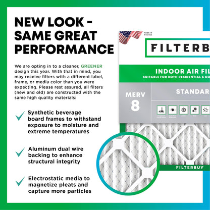 Filterbuy 16x20x1 Air Filter MERV 8 Dust Defense (4-Pack), Pleated HVAC AC Furnace Air Filters Replacement (Actual Size: 15.50 x 19.50 x 0.75 Inches)