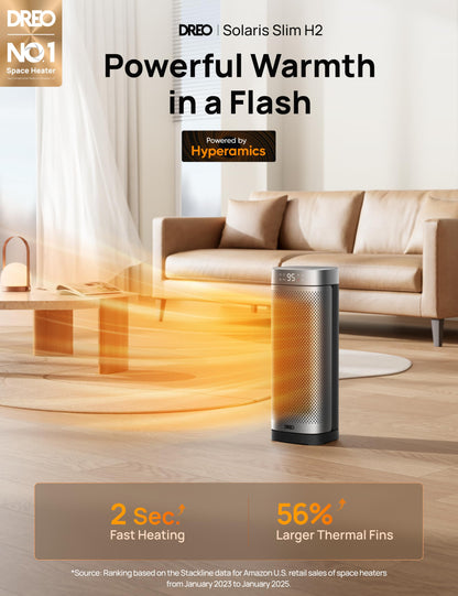 Dreo Space Heaters for Indoor Use, 1500W Fast Heating Portable Heaters with Remote, Large PTC Ceramic Electric for Bedroom, 12H Timer, 70° Oscillation, Overheat Protection, Safety Heat for Home Office
