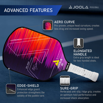 JOOLA Ben Johns Hyperion Pickleball Paddle - Carbon Surface, Elongated Handle, Polypropylene Core, Custom Cover
