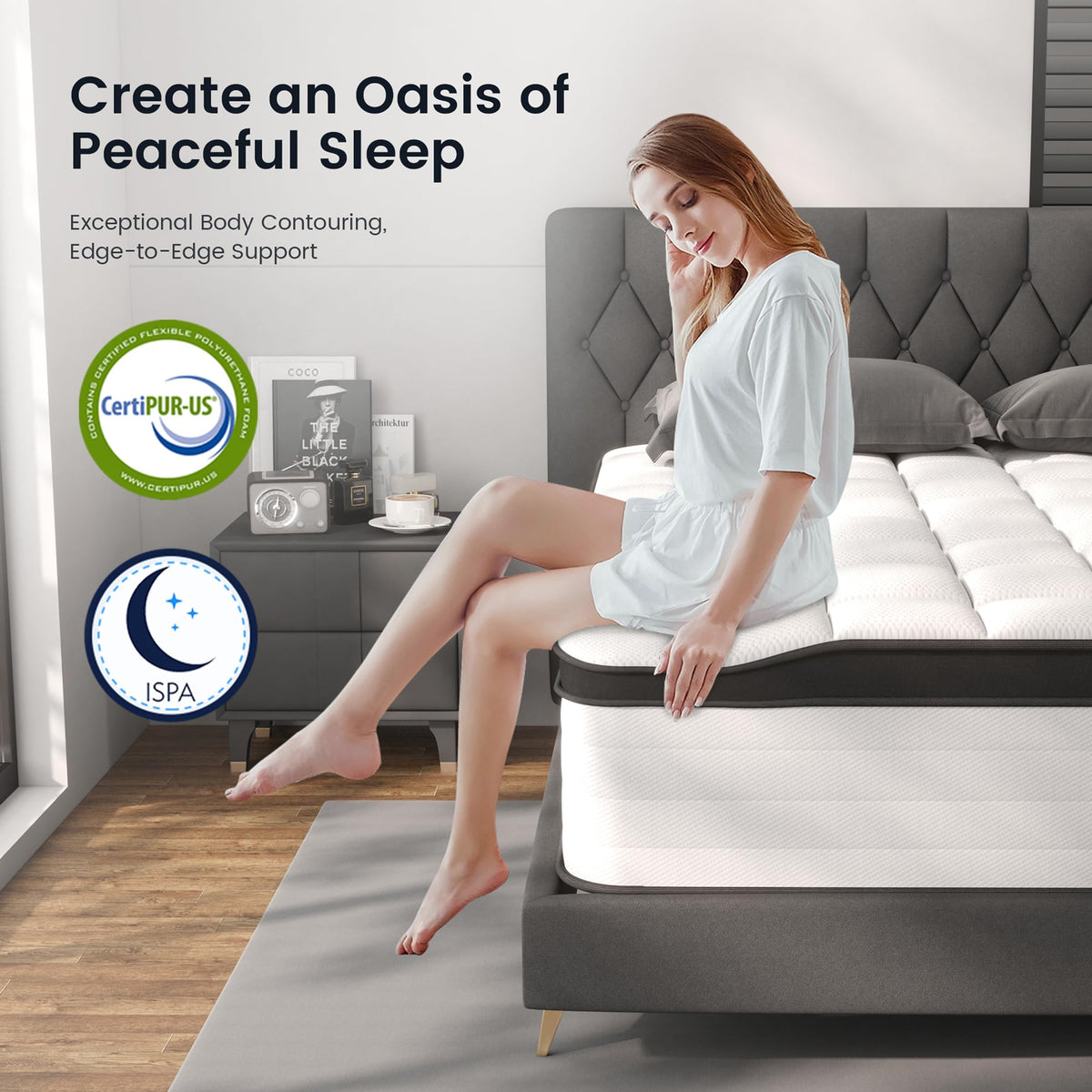 LETMOON King Size Mattress, 12 Inch King Mattress in a Box, Medium Firm with Memory Foam and Pocket Springs, Strong Edge Support, Pressure Relief