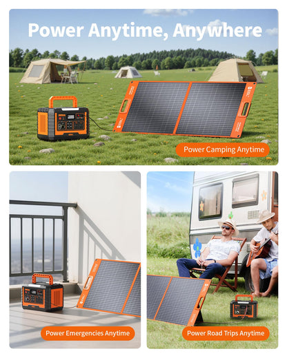 EBL Solar Panel 100W Portable Solar Panel (Upgraded) for 240/300/500/1000/1500/2000 Power Station, with Adjustable Kickstand and Parallel Cable, Waterproof IP65 for Outdoor Camping Hiking RV Trip