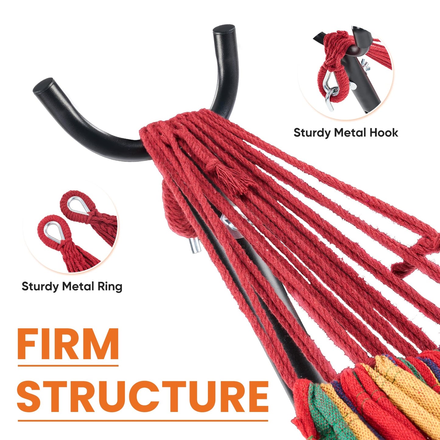 Sweetcrispy Double Hammock with Space Saving Steel Stand Heavy Duty 2 Person Standing Hammocks 450lb Capacity for Outside Garden Yard with Portable Carrying Bag, Red