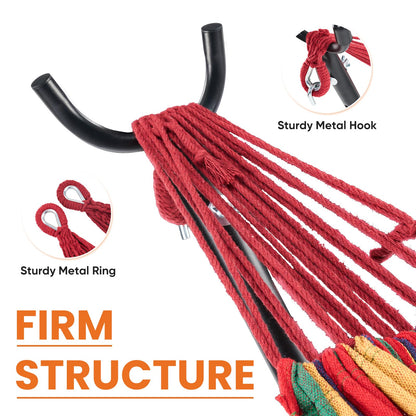 Sweetcrispy Double Hammock with Space Saving Steel Stand Heavy Duty 2 Person Standing Hammocks 450lb Capacity for Outside Garden Yard with Portable Carrying Bag, Red