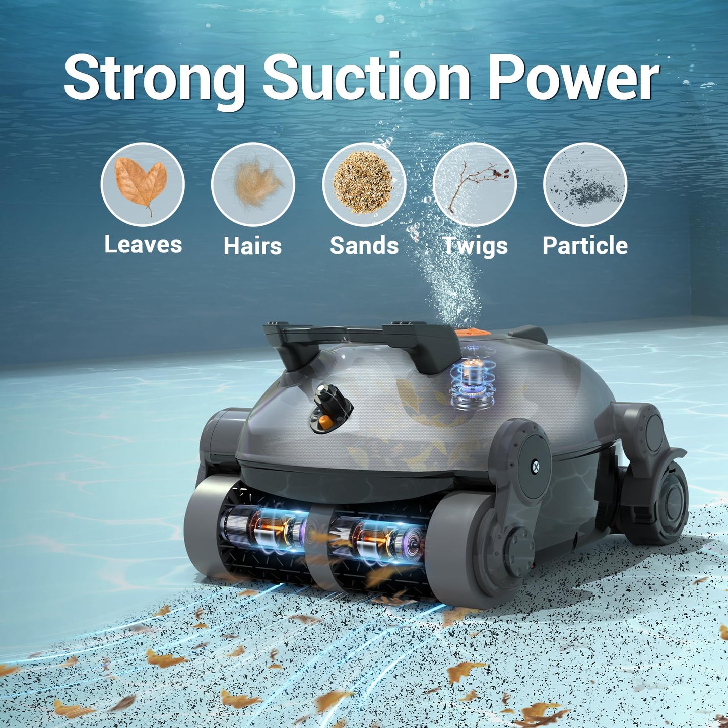 Gosvor Pivot Cordless Robotic Cleaner,Wall Climbing,Extended Battery Life,Self-Parking,Automatic Pool Vacuum for Inground Pools up to 1,100 Sq.ft,Gray