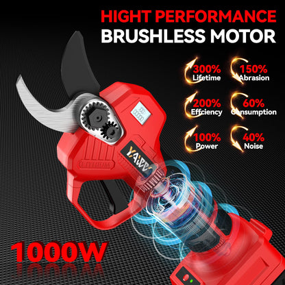 Electric Pruning Shears for Milwaukee M18 Battery, Portable Cordless Pruning Shears with LCD Display＆SK5 Blades, Adjustable Cutting Diameter 0.8-1.2 Inch for Gardening Tree Pruning(NO Battery)