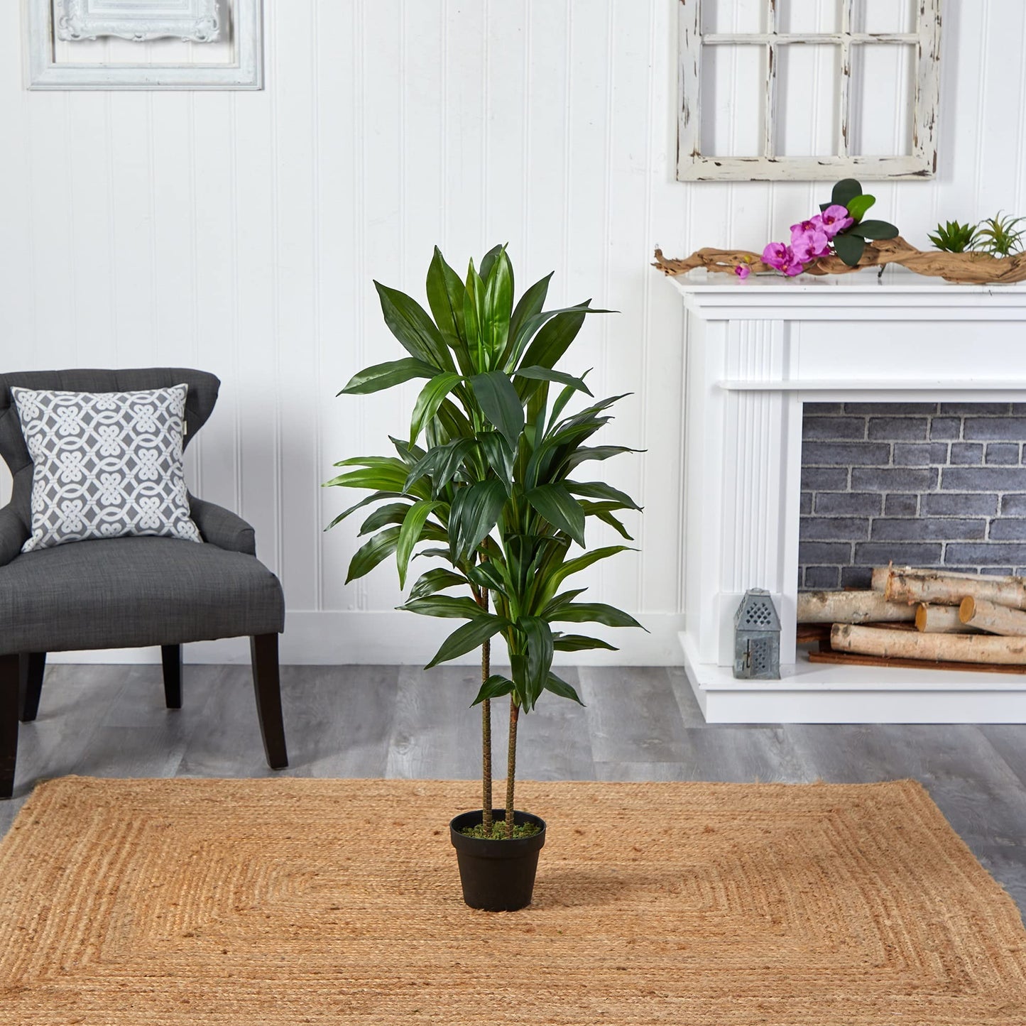 Nearly Natural 48" Dracaena Silk Plant (Real Touch) Green