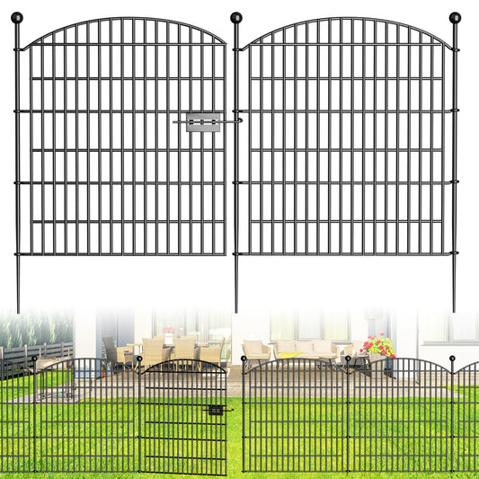 15 Panels Decorative Garden Fence with Gate - 32 in (H) x 35.4 ft (L) No Dig Dog Fence Outdoor for Yard, Rustproof Tall Garden Fencecing Panels, Animal Barrier Suitable for Yard Border, Patio