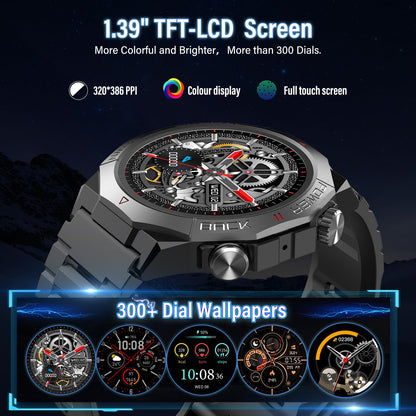 Military Smart Watches for Men (Answer/Make Calls), 1.39" HD Fitness Watches, Heart Rate/Sleep Monitor, 110+ Sports Modes Watch for Men, Waterproof Watch, 30Day, Watches for Android/iPhone, Black