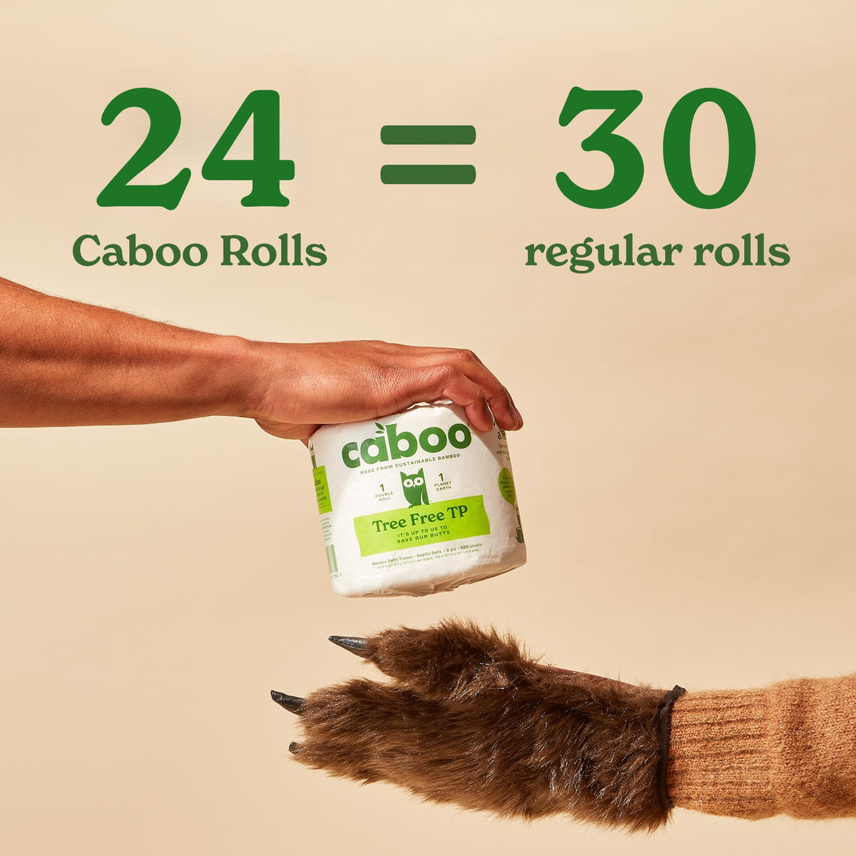 Caboo Tree Free Toilet Paper, Septic Safe Toilet Tissue, Chemical Free, Non Toxic, 2 Ply Bathroom Toilet Paper | Pack of 24 Double Rolls, 300 Sheets Per Roll