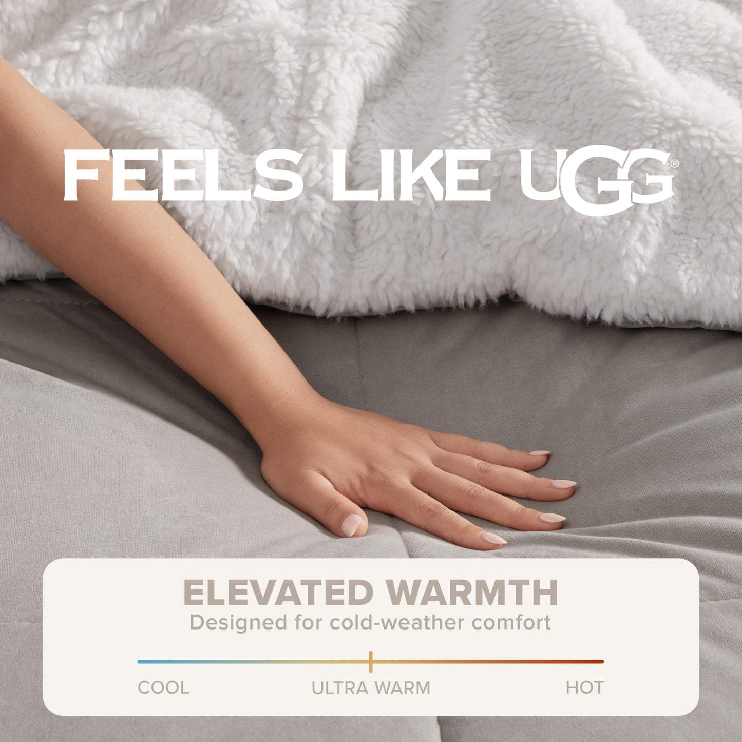 UGG Blissful Queen Comforter Set with 2 Pillow Shams, Reversible Quilted Bed Comforter, Ultra Warm Winter Bed Set, Down Alternative Bedding, Full/Queen Size, Seal Grey