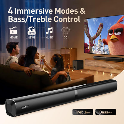 Karaoke Soundbar with Subwoofer for TV: Sound Bar with 2 Wireless Microphones - Home Theater Surround Sound System - Bluetooth Speaker with Remote Supports HDMI ARC/Optical/AUX/USB for TV/PC