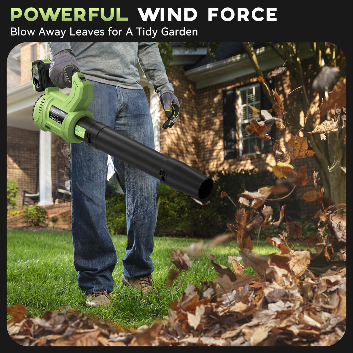 EnduTools Leaf Blower Cordless - 650 CFM 150 MPH Electric Leaf Blower with 2 x 4.0Ah Batteries & Fast Charger, 2-Speed Settings, Lightweight Blower for Lawn, Yard, Leaves, Dust, and Snow Care (Green)