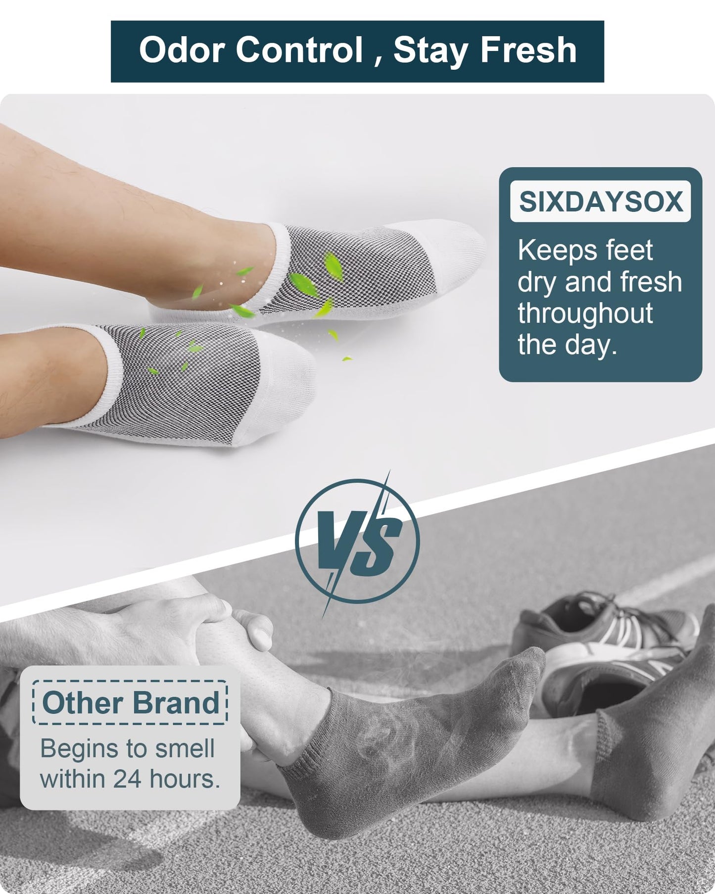 SIXDAYSOX Socks for Men No Show 8 Pairs Size 9-11 White Mesh Knit Low Cut Ankle Socks with Non Slip Grid for Flat Loafer Sneakers