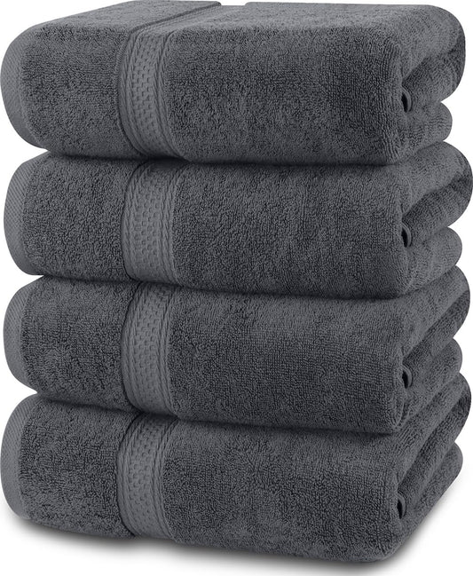 Utopia Towels 4 Pack Premium Bath Towels Set, 27 by 54 Inches, 100% Ring Spun Cotton 600GSM, Lightweight and Highly Absorbent Quick Drying Towels, Perfect for Daily Use, Grey