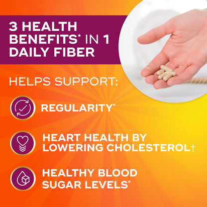 Metamucil 3-in-1 Fiber Capsules, Daily Psyllium Husk Fiber Supplement, Fiber Capsules for Digestive Health, Plant-Based Psyllium Husk Fiber Capsules, #1 Doctor Recommended Fiber Brand, 300ct Capsules
