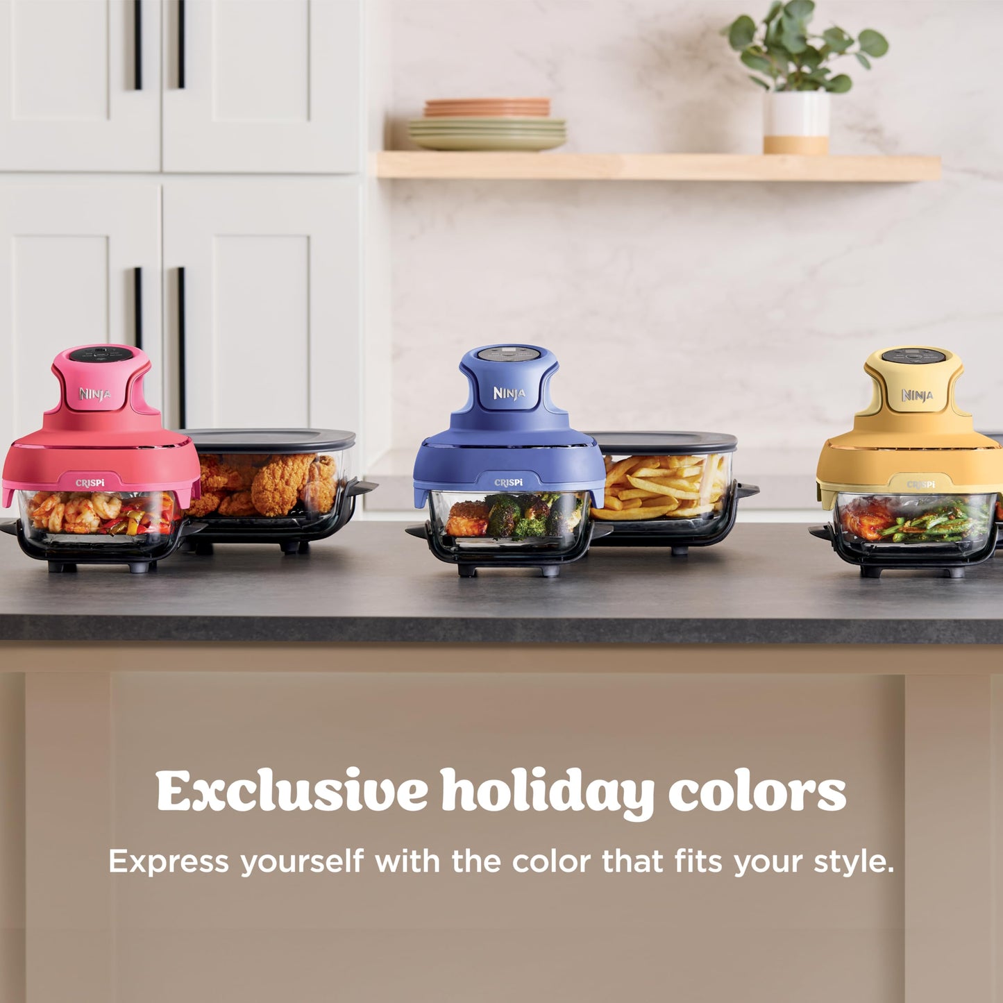 Ninja | Air Fryer | Crispi 4-in-1 Portable Cooking System | 4QT & 6 Cup Glass Containers, Crisper Plates & Storage Lids Included | Microwave, Freezer & Dishwasher Safe | Ginger Snap | FN101GD