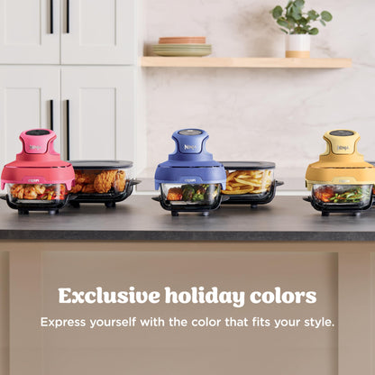 Ninja | Air Fryer | Crispi 4-in-1 Portable Cooking System | 4QT & 6 Cup Glass Containers, Crisper Plates & Storage Lids Included | Microwave, Freezer & Dishwasher Safe | Frosted Lilac | FN101PR