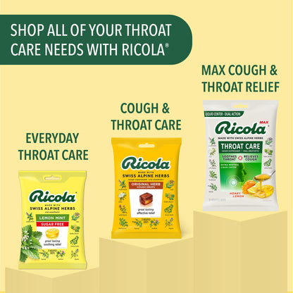 Ricola Sugar Free Lemon Mint Herbal Cough Suppressant Throat Drops, 105ct Bag