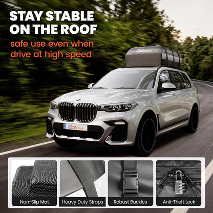 Asinking Car Rooftop Cargo Carrier Bag - 100% Waterproof Heavy Duty Car Roof Luggage Carrier 15 Cubic Feet, Fits All Vehicles with/Without Roof Rack - Easy Install & Triply Reinforced for Secure Use