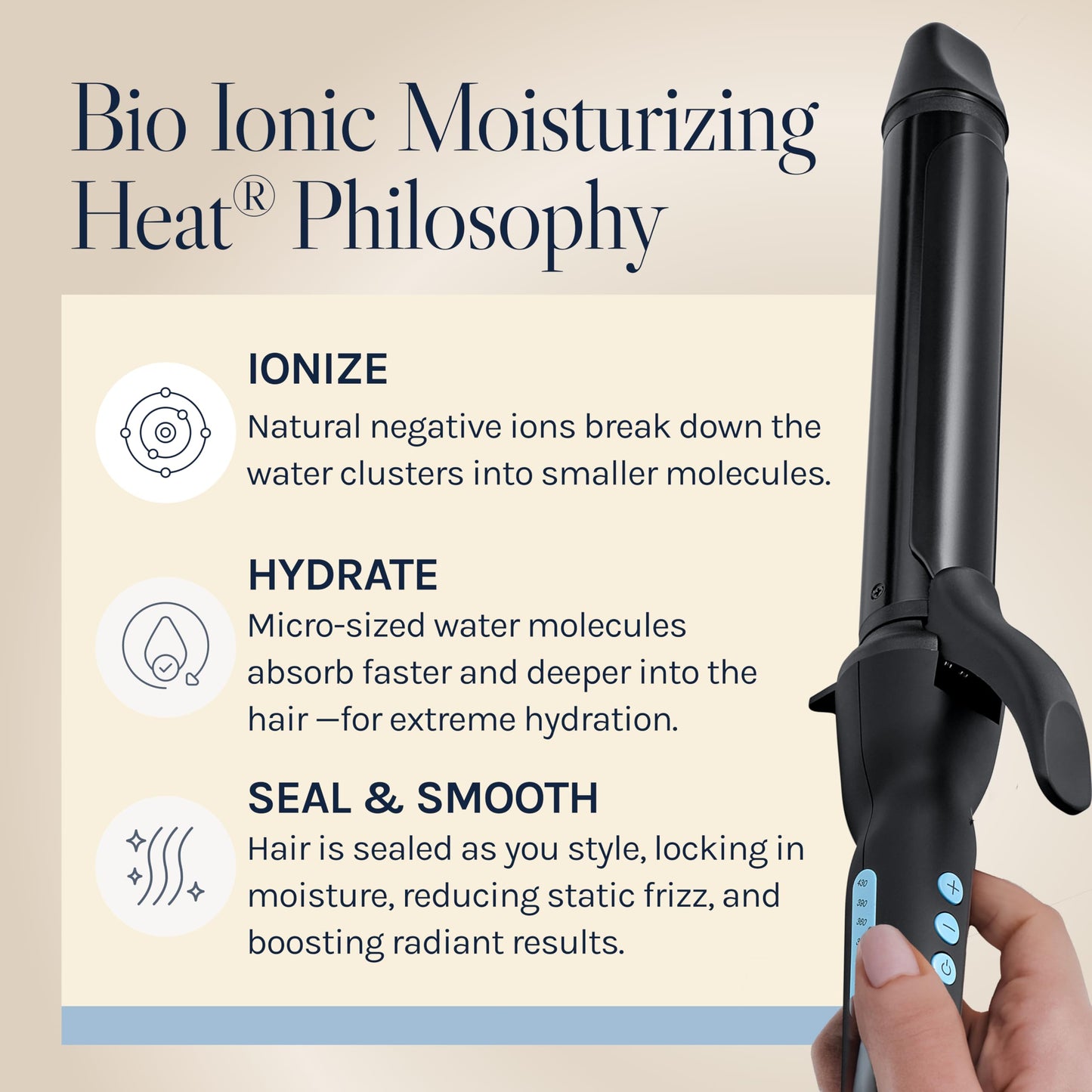 Bio Ionic Long Barrel Styler, 1.25 inch Curling Iron with Moisture Heat Technology & NanoIonic MX, Verstatile Curling Wand with Longer Barrel for Medium Sized Defined Curls