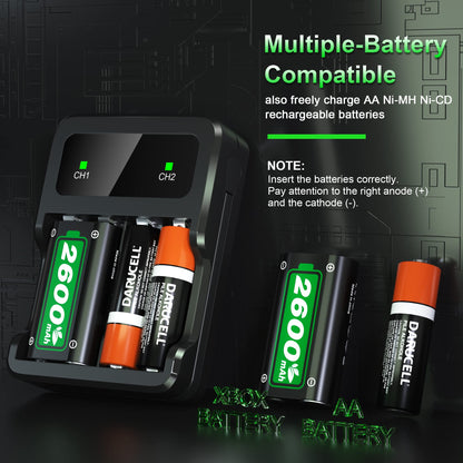 Rechargeable Battery Packs for Xbox Series X|S/Xbox One, Ponkor 4x2600mAh Batteries with High-Speed Charging Station for Xbox One S/Xbox One X/Xbox One Elite Controller