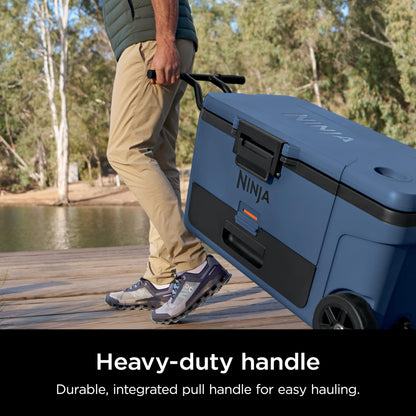 Ninja | Cooler | FrostVault 65QT Cooler with Wheels | Insulated with Temp Dry Storage Drawer | Keeps Ice Cold for Days | for The Beach, Camping, Picnics & More | Lakeshore Blue | FB265BL