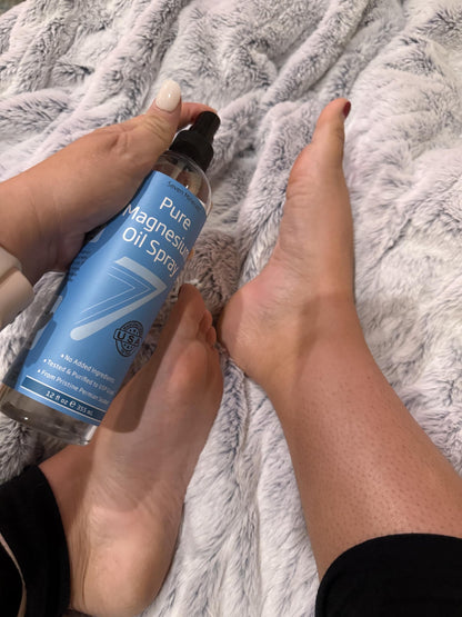 Seven Minerals Pure Magnesium Oil Spray, Big 12oz, USP Grade, Extra Strength, for Feet, Sleep, Muscle Pain & Cramps - Mined in The USA
