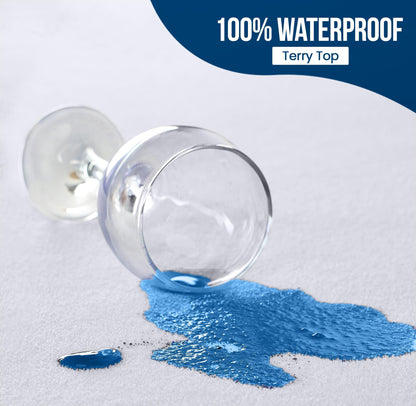 Utopia Bedding Waterproof Mattress Protector Twin Size, Premium 200 GSM Terry Mattress Cover, Soft & Breathable Bed Cover, Fitted Sheet Style with Stretchable Deep Pockets 15" (White)