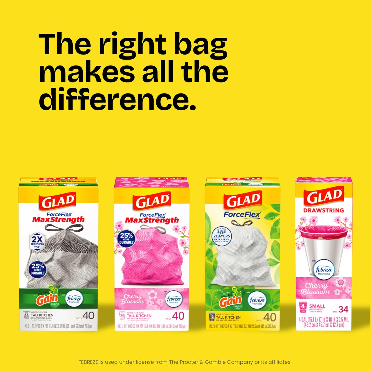 Glad Large 30 Gallon Trash Bags, Unscented Heavy Duty Garbage Bags, Forceflex with Drawstring, 50 Count (Packaging May Vary)