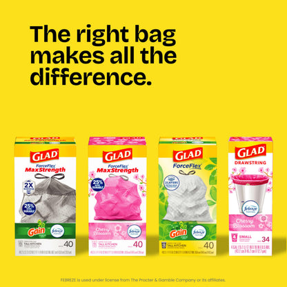 Glad Large 30 Gallon Trash Bags, Unscented Heavy Duty Garbage Bags, Forceflex with Drawstring, 50 Count (Packaging May Vary)